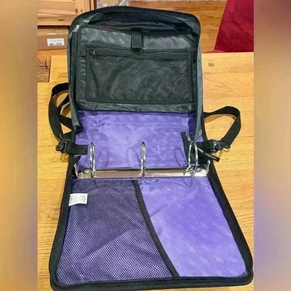 Case It - 2” Zip up Binder Bag w/ internal pockets and shoulder strap- Purple - Picture 4 of 4